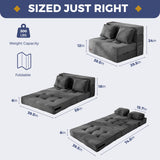 MAXYOYO Convertible Sofa Bed, Fold Out Loveseat Sleeper Sofa with Pillow, 4 in 1 Tufted Folding Couch Bed Foam Floor Couch, Lazy Chair for Living Room Bedroom Guest Room, Dark Grey MAXYOYO