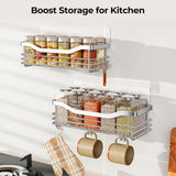 Orimade Shower Caddy Basket Shelf with 5 Hooks Adhesive Organizer Storage Rack Rustproof Wall Mounted Stainless Steel No Drilling for Bathroom, Toilet, Kitchen - 2 Pack Orimade