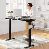 Meilocar Height Adjustable Electric Standing Desk, Sit Stand Computer Desk w/Memory Controller, Home Office Workstation Stand up Desk with Splice Board, 55" x 24" Tabletop (Black Top + Black Frame) Meilocar