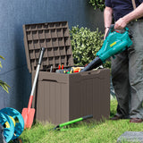 Greesum 31 Gallon Resin Deck Box Large Outdoor Storage for Patio Furniture, Garden Tools, Pool Supplies, Weatherproof and UV Resistant, Lockable, Dark Black Greesum