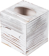 CATORY Tissue Box Cover, Wood Tissue Box Cover Square, Farmhouse Tissue Box Holder Covers Your Tissues, Decorative Tissue Cube Box Cover with Slide-Out Bottom (White) CATORY