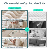 LINSY HOME Sectional Sleeper Sofa with Pull Out Couch Bed - Convertible Plush Corduroy Cloud Couch with Storage Chaise & USB Charging, Comfy U Shaped Modular Couches for Living Room, Beige LINSY HOME