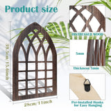 Yulejo 2 Pcs Rustic Window Frame Wall Decor Wooden Farmhouse Wall Decor 15.75'' x 11'' Arched Cathedral Window Home Decor Fake Window Pane Wall Art for Entryway Living Room Bedroom(Dark Brown) Yulejo