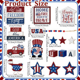 20 Pcs 4th of July Tiered Tray Decor Set - Patriotic Decorations for Independence Day & Memorial Day - Red, White & Blue Wooden Sign - Rustic Farmhouse Table Decor Mifoci