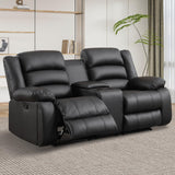 EBELLO Faux Leather Manual Loveseat Recliner, Reclining Sofa Chair with 2 Concealed Cup Holders, Hidden Storage, Overstuffed Armrest Couch Set for Living Room, Bedroom, Meeting Room, Black EBELLO