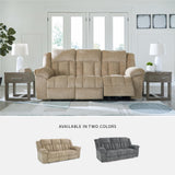 Signature Design by Ashley Tip-Off Classic Wall Hugger Power Reclining Sofa with Adjustable Headrest and USB Ports, Light Brown Signature Design by Ashley