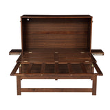 KALALLA Full Size Murphy Cabinet Bed with Desk Combo and 2 Removable Shelves, USB Charging Station, Murphy Chest Dresser Foldable Bed, Space Saving for Small Space - Walnut KALALLA