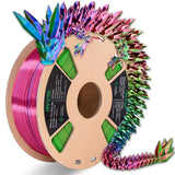 OVV3D Silk PLA Filament, 3D Printer Filament Tri-Colors Coextrusion PLA Filament 1.75mm, Rainbow PLA Filament with Silk PLA Red-Blue-Green, 3D Printing Filament +/-0.02mm, 1kg/2.2lbs OVVNYXE