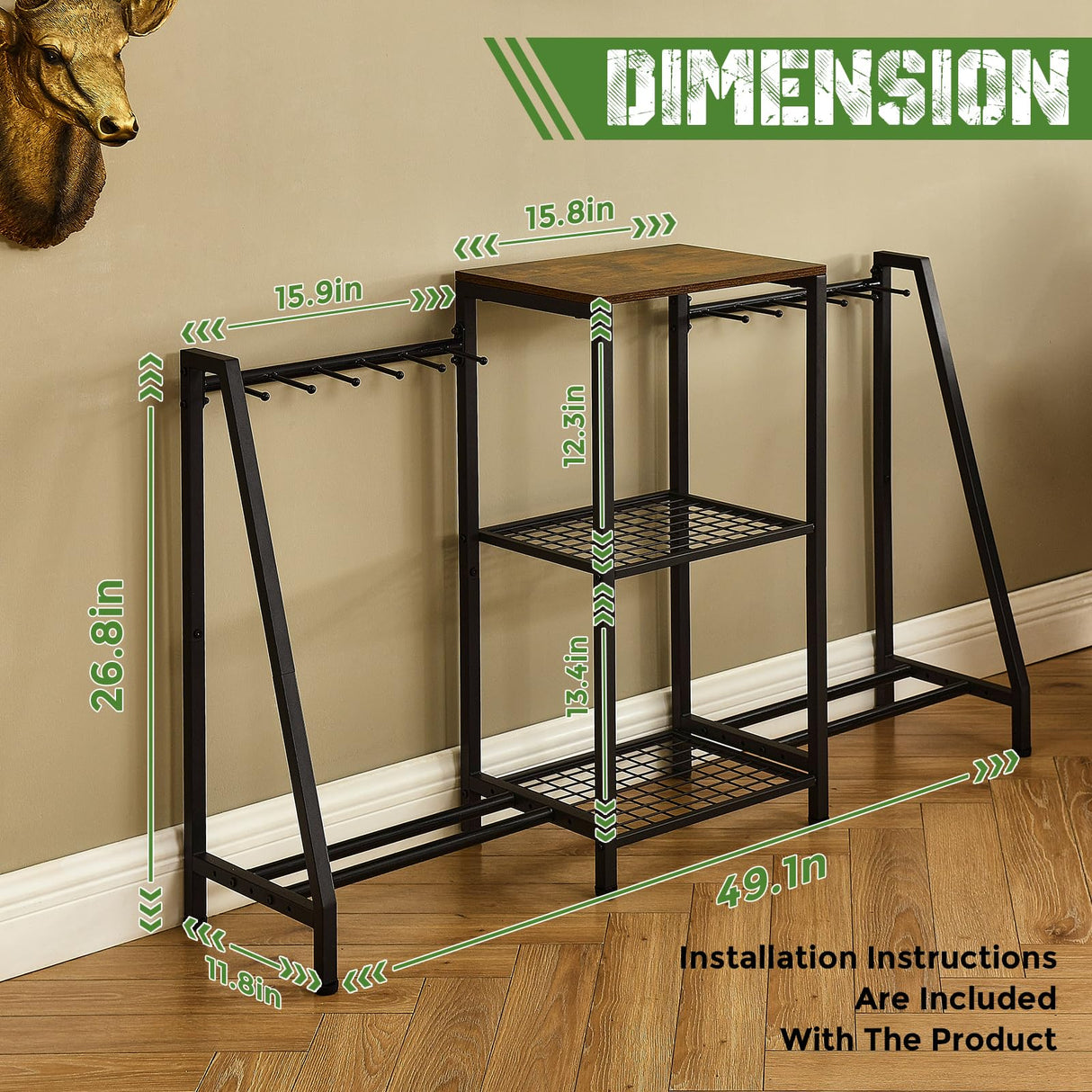 DGWJSU Gun Rack, Rifle Rack with Gun Storage Solutions, Indoor Standing Floor Shotgun Rack, Shooting Clubs, Hunting Range, Holds Up to 10 Long Guns and Gun Accessories Organizer DGWJSU