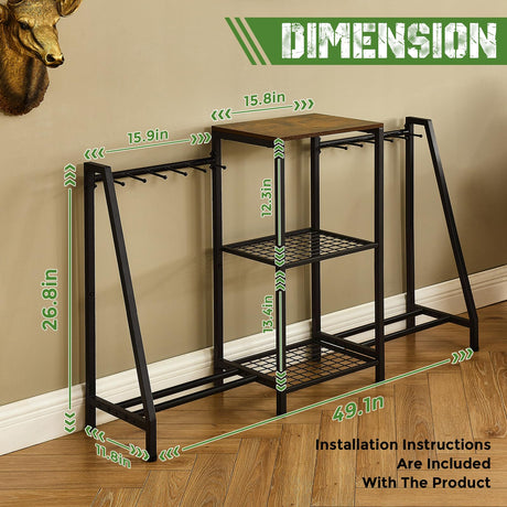DGWJSU Gun Rack, Rifle Rack with Gun Storage Solutions, Indoor Standing Floor Shotgun Rack, Shooting Clubs, Hunting Range, Holds Up to 10 Long Guns and Gun Accessories Organizer DGWJSU