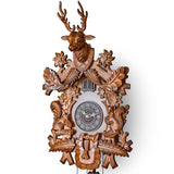 TIMEGEAR Cuckoo Clock with Automatic Night Mode, Hand Carved Deer Head and Wooden Decorations (Brown) TIMEGEAR