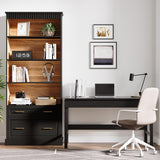 Tribesigns 5-Shelf Bookcase with File Cabinet Drawer, 72" Tall Bookshelf, Modern Free-Standing Wood Bookcase, Large Open Display Storage Book Shelf for Living Room (1, Black) Tribesigns