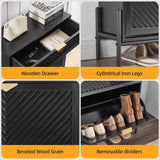 HUSHEDIFY Shoe Cabinet Storage with 2 Flip Drawers, Narrow Hidden Shoes Organizer Cabinet for Entryway, Freestanding Slim Shoe Rack Front Door Entrance(Black) HUSHEDIFY