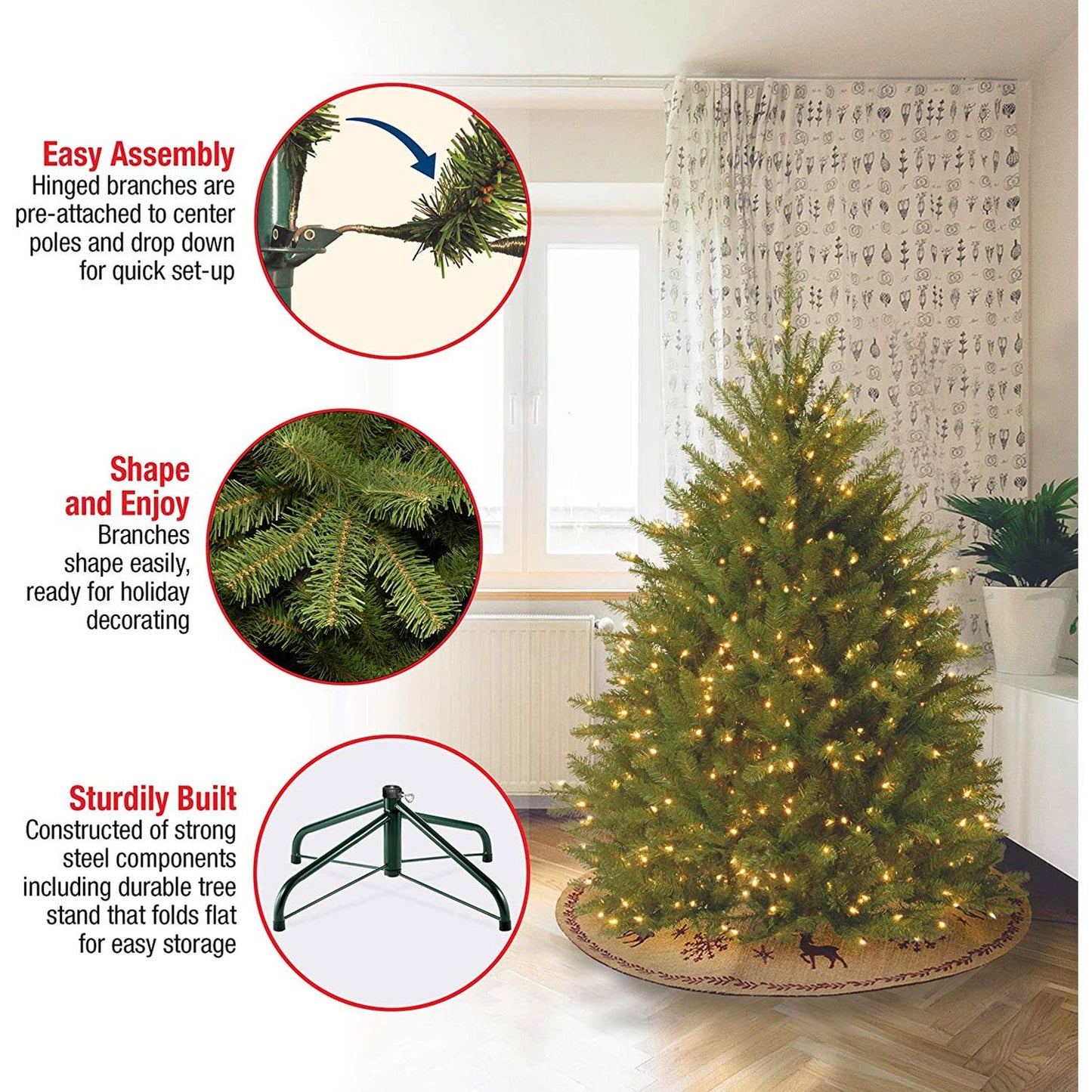 National Tree Company Artificial Mini Christmas Tree, Green, Dunhill Fir, Includes Stand, 4.5 Feet