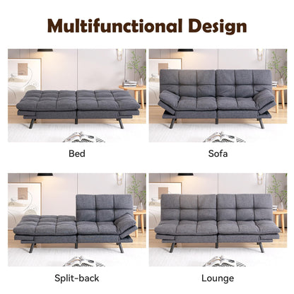 Cozysnooze Futon Sofa Bed,71'' Dark Grey Convertible Couch Memory Foam Futon Convertible Couch Bed Sofa Sleeper Love Seat Daybed Sofa for Living Spaces,Apartment