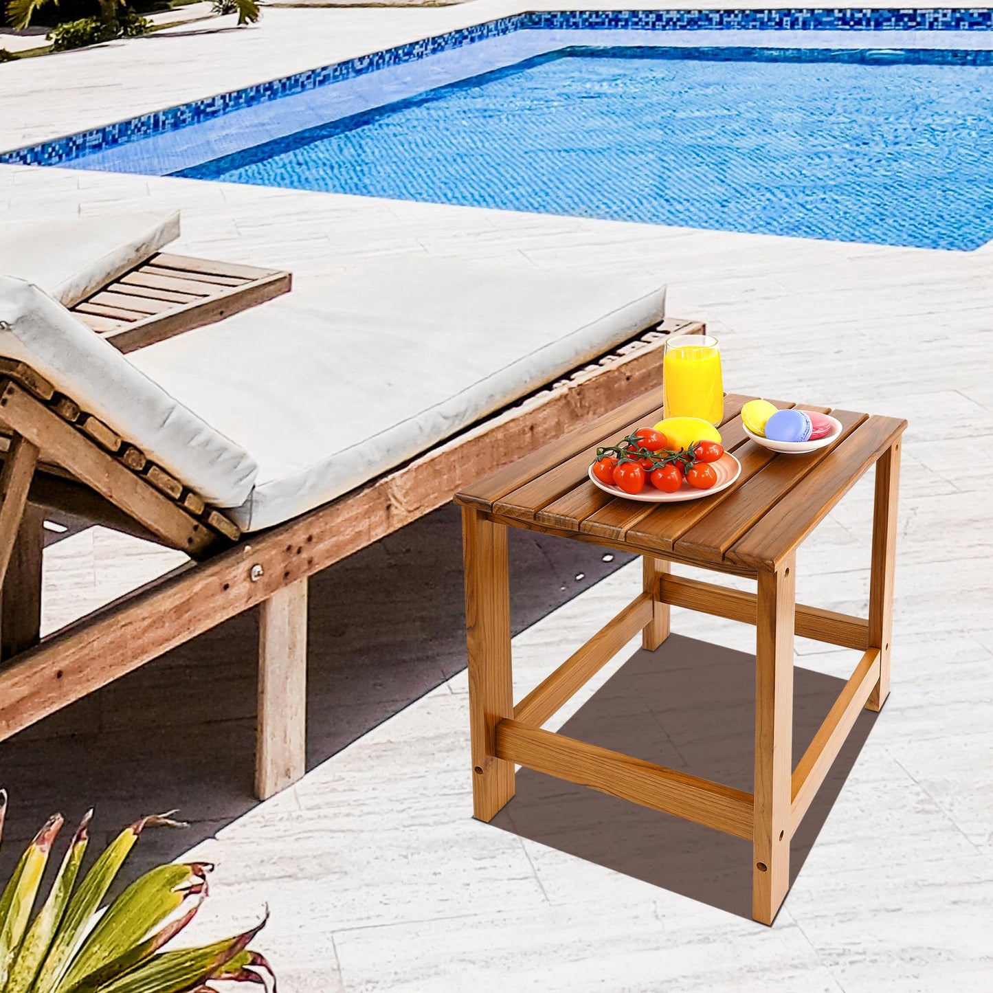 Utoplike Teak Outdoor Side Table for Patio, Pool Coffee Accent Table, Wood End Tables for Garden, Backyard, Bed, Living Room, Couch - WoodArtSupply