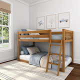 Max & Lily Fundamental Twin Low Bunk Bed, Kids Solid Wood Modern Bed Frame with Strong Wooden Slats, Non-Toxic Finishes, High Weight Capacity, Pecan Max & Lily