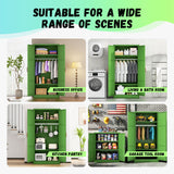 Bonusall Metal Wardrobe Cabinets with Single Rod and 2-Shelves, 70" Heavy-Duty Steel Clothing Storage Cabinets with 2 Doors, Green Armoire Wardrobe Closet for Bedroom, Laundry Room or Living Room Bonusall