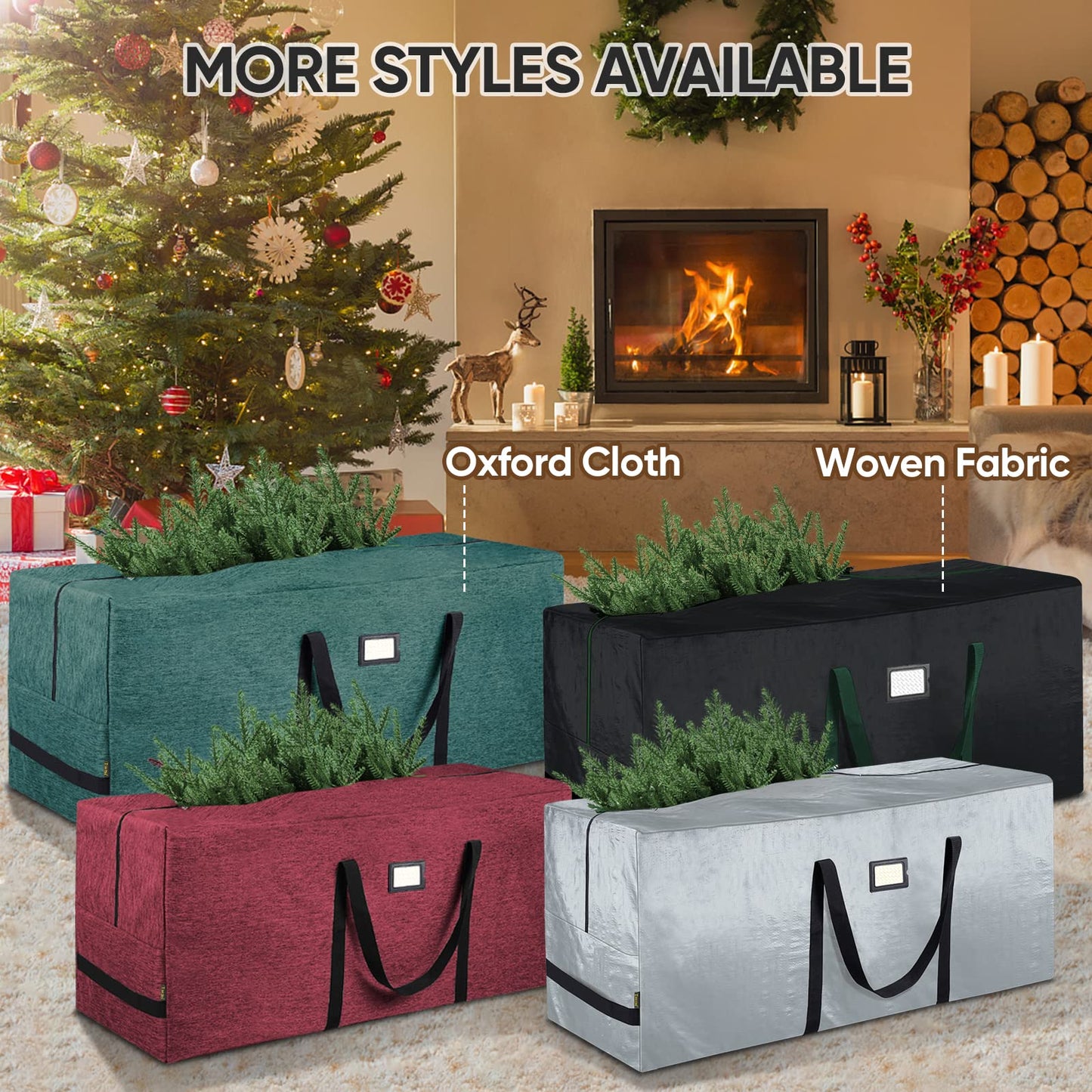 BALEINE 7.5 ft Extra Large Christmas Tree Storage Bag With Reinforced Handles and Dual Zippers for Wide Opening (Green)