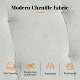 Oprisen Convertible Futon Sofa Bed, Modern Chenille Upholstered Tufted Couch Sleeper with Adjustable Backrest for Living Room, Bedroom, Office, Apartment (White, Loveseat) Oprisen