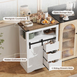 JUMMICO White Storage Cabinet with Doors and Drawers, Farmhouse Sideboard Buffet, Kitchen Pantry Hutch Cabinet, Coffee Bar for Living Room, Dining Room JUMMICO