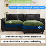 Oprisen Modular Sectional Sofa, Comfy Cloud Couch Sectional Sofa with Ottoman, Chenille Sofa Sleeper Deep Seat Sofa with Throw Pillows for Living Room (Black, 86"- L Shape) Oprisen