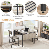 Tmsan 63.2" Folding Dining Table for 4-6 People, Drop Leaf Table with Storage Rack Extendable Kitchen Dinner Table for Small Spaces (Grey) Tmsan