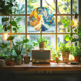 AIBOERL Phoenix Diamond Painting Pendant Kits,5D Diamond Art Diamond Painting Hanging Kits,7.17"X7.17"DIY Diamonds Painting Suncatcher Pendant Kit for Adults for Gift Wall Home Decor AIBOERL