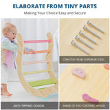 BlueWood Pikler Triangle Set, Toddler Wooden Climbing Toys Indoor 7in1 Foldable Climber for Kids, Montessori Philosophy Play Jungle Gym with Arch, Ramp, Ladder (Colorful Spring) BlueWood