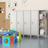 SUPEER Metal Lockers for Employees with Handle,Metal Storage Locker with 2 Pegboard & 5 Hooks for Gym, School, Office,Home,Garage,White SUPEER