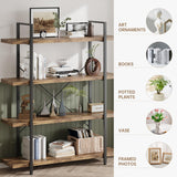 OtterOasis 4-Tier Industrial Bookshelf - Rustic Open Wood Display Shelf for Home & Office OtterOasis