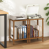 HOOBRO Record Player Stand, 2-Tier End Table, Vinyl Record Turntable Stand with Storage up to 100 Albums, Small Side Table for Living Room, Bedroom, Rustic Brown, FG05RS01 HOOBRO