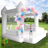 AKSPORT White Bounce House Inflatable Jumping Castle with Slide & Air Blower for Kids, Wedding & Birthday Parties, 17 * 11 * 10FT AKSPORT