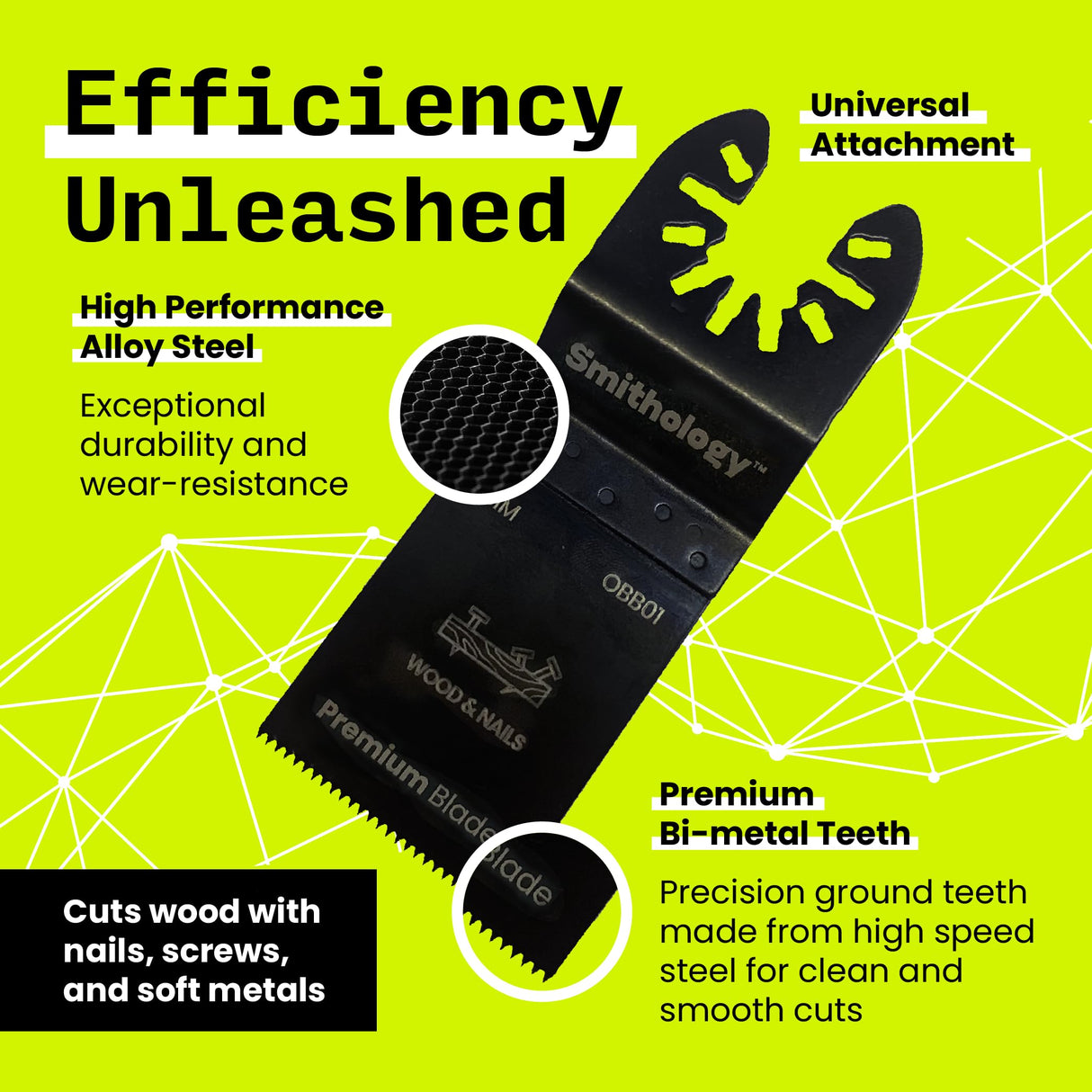 Smithology 20PCS Universal Metal/Wood Oscillating Saw Blades Combo Pack – 4 Bi-Metal Blades, 12 Standard Blades, 4 Japanese Tooth Blades Smithology