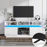 chartustriable LED TV Stand for 75 Inch TV, Modern Tall Entertainment Center with Storage, High Gloss Gaming TV Media Console with Glass Shelf for Living Room, 63 Inch, White chartustriable