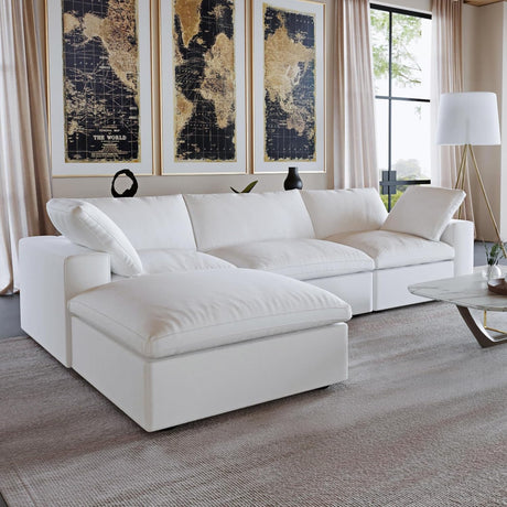 JACH 120" L Shape Cloud Modular Couches for Living Room, Modern Convertible Sectional Sofa Couch, Couch Cushion Covers Removable, Sectional Sofas for Party Bedroom Apartment (White) JACH