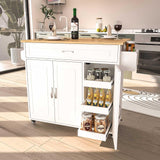 Portable Kitchen Cart with Storage, Rolling Kitchen Island on Wheels with Drop Leaf, Tower Rack, Spice Rack, Cabinet, Drawer, 46.65 x 27.56 x 36 inches, White Samesay