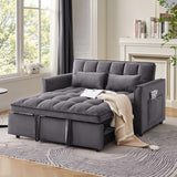 tiramisubest Sleeper Sofa Bed,55'' Convertible Pull Out Couch With Side Pockets,Velvet Fabric Loveseat Sleeper Sofa with Adjustable Backrest for Living Room,Bedroom,Apartment and Small Space, DarkGrey tiramisubest