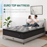 VISCOUNTESS King Mattress, 9 Inch Hybrid Mattresses Bed in a Box with Gel Memory Foam & Pocket Spring, Euro Top, Medium Firm for Back Support & Pressure Relief, Motion Isolation, Grey VISCOUNTESS