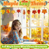 Wooden Fall Wind Chime Kit for Kids Make Your Own Maple Leaf DIY Wind Chime Kit Coloring Fall Craft for Kids Hanging Ornaments Thanksgiving Autumn Halloween Party Craft 9 Pack Sealmic