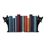 Peeping Cat Metal Bookends Cute Cat Book Ends for Shelves Bookshelf Decorative Objects Home Office Desk Bookshelf Decor Cat Lover Gifts for Women (Black) Ecqizer