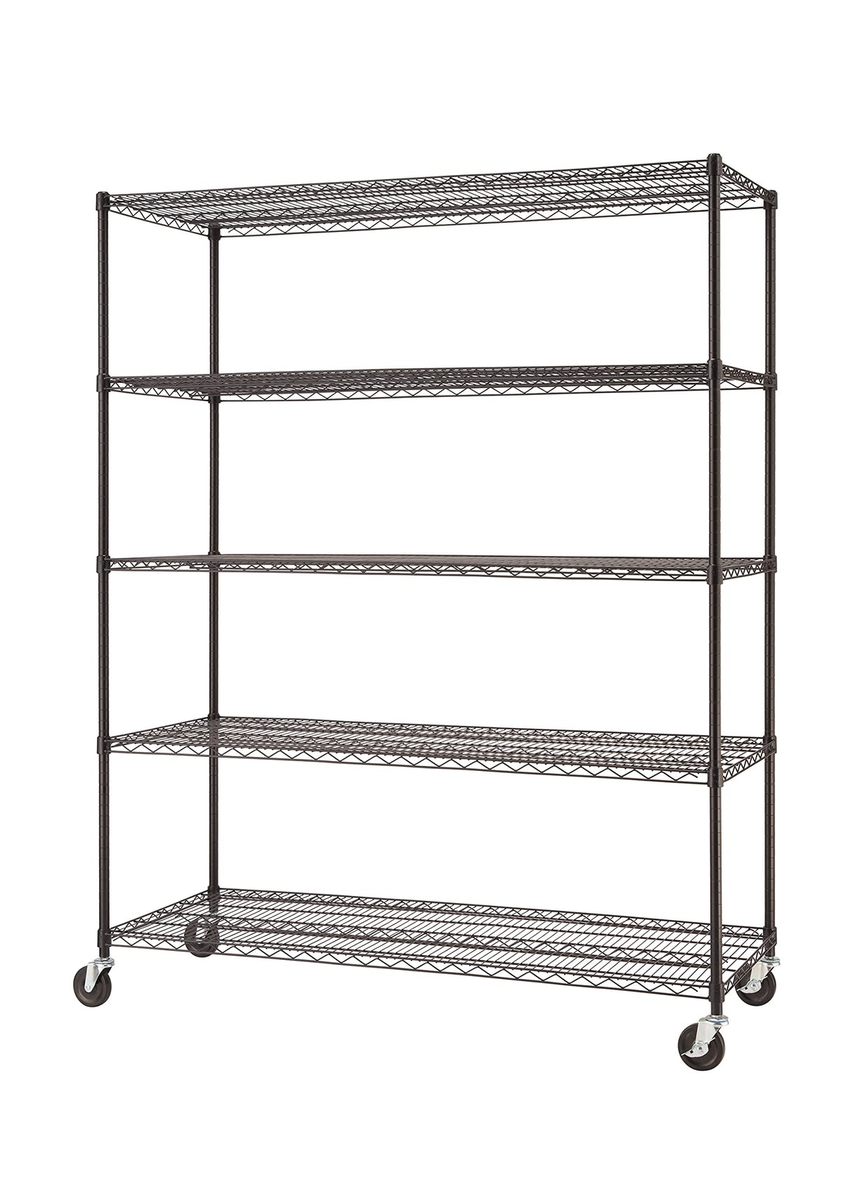 TRINITY Basics 5-Tier Adjustable Wire Shelving with Wheels for Kitchen Organization, Garage Storage, Laundry Room, NSF Certified, 600 to 2250 Pound TRINITY