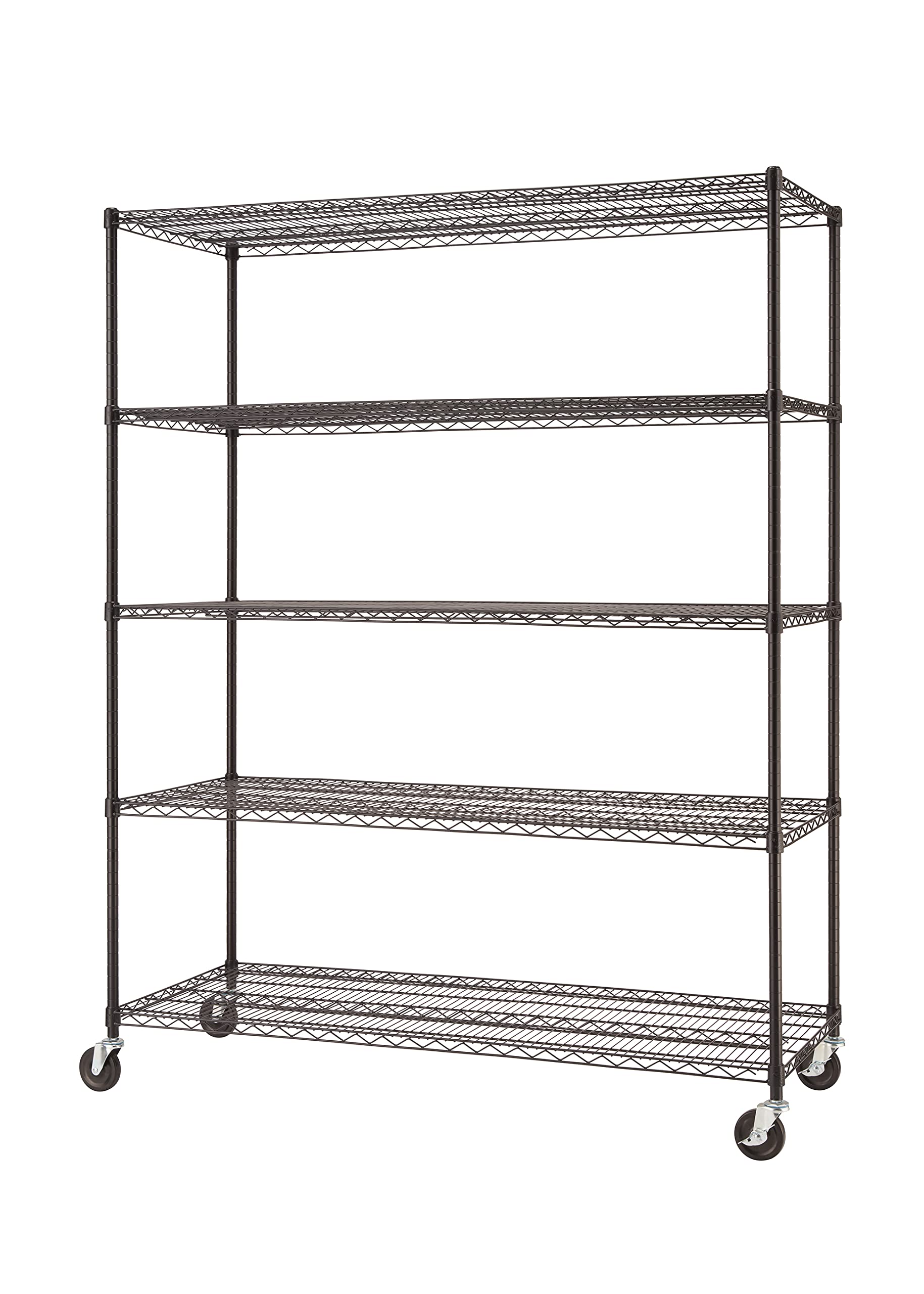 TRINITY Basics 5-Tier Adjustable Wire Shelving with Wheels for Kitchen Organization, Garage Storage, Laundry Room, NSF Certified, 600 to 2250 Pound - WoodArtSupply