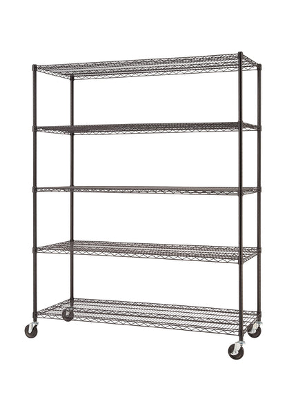 TRINITY Basics 5-Tier Adjustable Wire Shelving with Wheels for Kitchen Organization, Garage Storage, Laundry Room, NSF Certified, 600 to 2250 Pound - WoodArtSupply