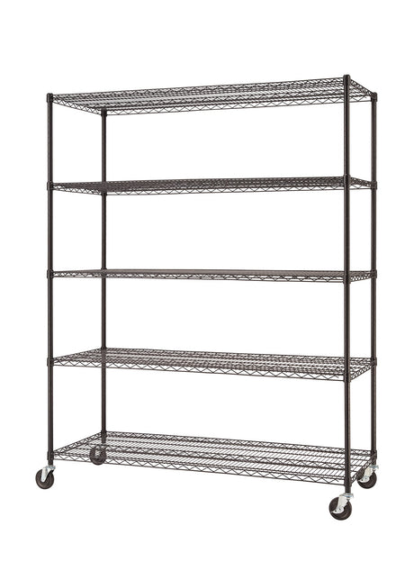TRINITY Basics 5-Tier Adjustable Wire Shelving with Wheels for Kitchen Organization, Garage Storage, Laundry Room, NSF Certified, 600 to 2250 Pound TRINITY