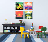 4 Framed Landscape DIY Paint by Numbers Kit for Adults Beginner,Sunset Easy Painting by Number with Canvas,Acrylic Paint Kit Arts and Crafts for Adults for Decor 8x8inch Canrichshop