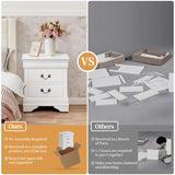 Yaheetech Fully-Assembled Nightstand with Drawers, Classic 2-Drawer Nightstand Large Bedside Table with Storage, Wooden Painted Storage Cabinet for Bedroom, 21.5″L×16″W×24.5″H, White Yaheetech