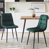 NORDICANA 5-Piece Dining Table Set, 47 in Modern Irregular Rectangle Kitchen Table & 4 Forest Green Velvet Upholstery Side Chairs, Metal Legs, Dining Room Set for 4 NORDICANA
