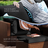 NICESOUL Outdoor Patio Furniture Set with Fire Pit Natural Gas/Propane, 29.3'' High-Back XL Large Conversations for Exteriors, 9-Seater Wide Deep Seating Rattan Sectional Sets, Brown and Black NICESOUL