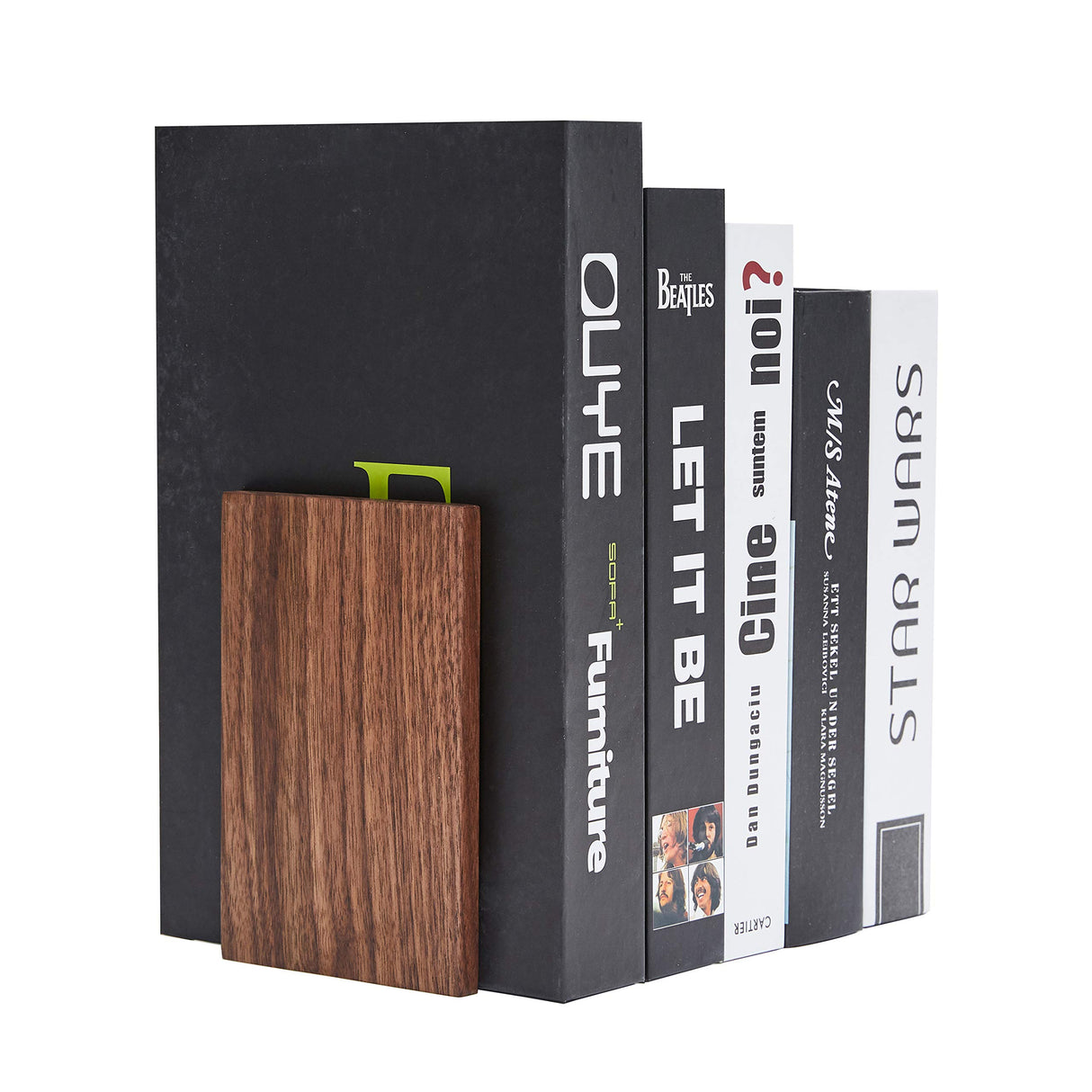 Pandapark Wood Decorative Bookends,Non-Skid Bookend for Shelves,Heavy Duty Bookends,Book Stand for Books/CDs,1 Pair pandapark